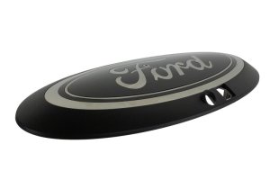 Ford Super Duty Emblem Kit - Front + Rear - Ford Racing - Oval Emblem w/Camera, Smoked Chrome - Black - `20-`22